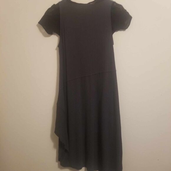 LagenLook Alembika Yellow Gray Asymmetric Tank Dress Free Black Top Womens Sz S - Picture 5 of 16